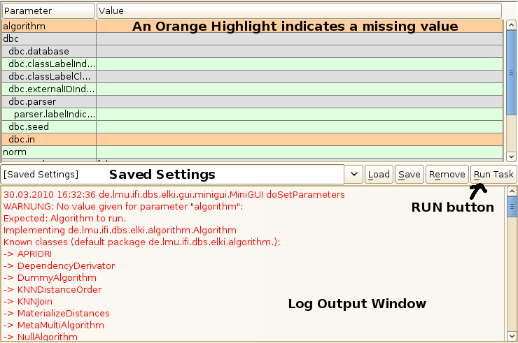 ELKI MiniGUI initial screen
